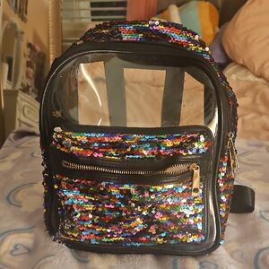 Clear Sequin Backpack
